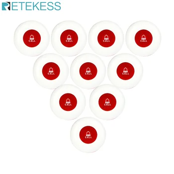 

Retekess 10pcs One-Key Call Button Transmitters Wireless Calling System Office Club Pager Restaurant Equipment 433MHz F3250