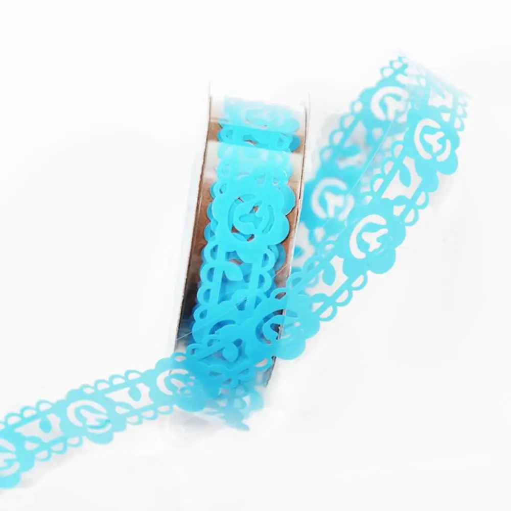 Цветок маскирующая лента бумажная лента альбом декоративный рулон кружева Скрапбукинг самоклеющиеся DIY стикер для рукоделия - Цвет: Blue