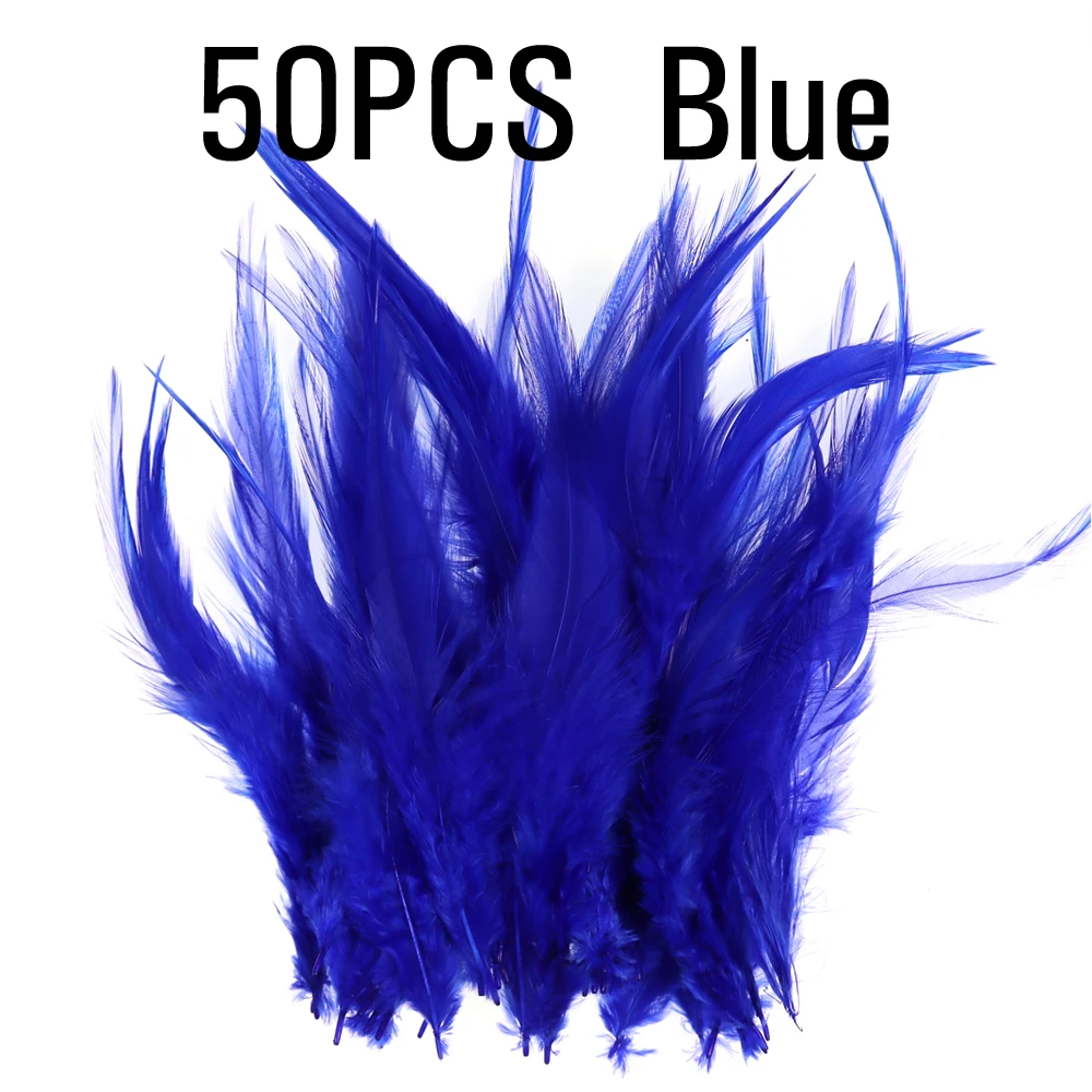 Blue 50PCS ICERIO 50 шт. мухобойка крюк седло для петуха Hackle петух Schlappen перо форель Steelhead мухи связывающие материалы - Цвет: Blue 50PCS