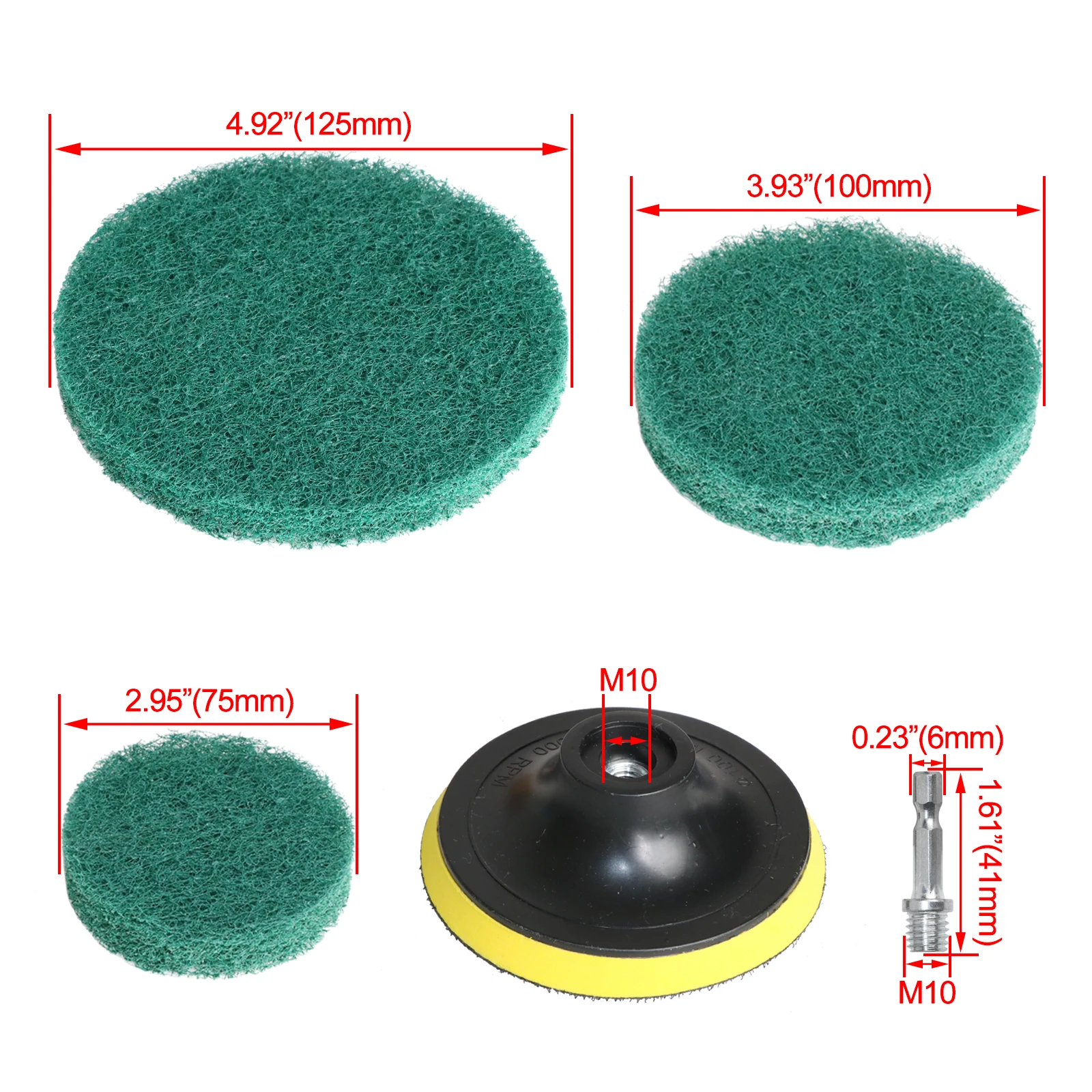 Scouring Stick 20pcs Scrubber Scouring Pads 400 Grits 3 Inch Drill Power Green Scrubbing Pads