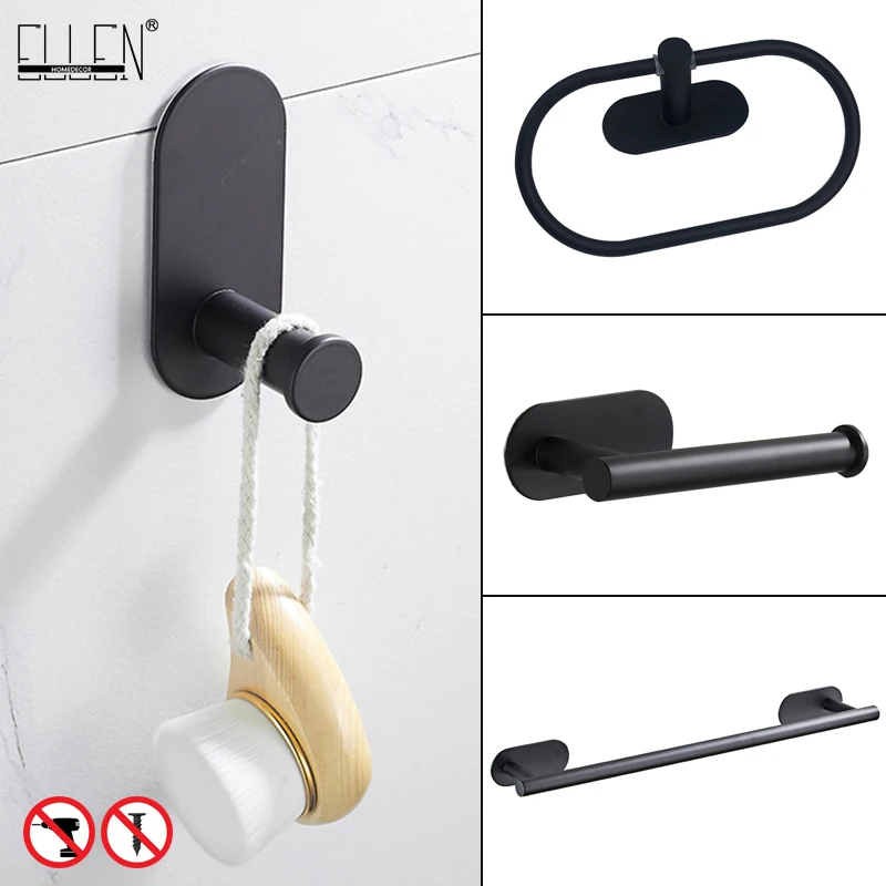 Bathroom Hardware Set Brushed Gold Robe Hook Towel Bar Toilet Paper Holder Bathroom Accessories ELLEN EL1001G bathroom hardware accessories bathroom hardware set toilet paper holder towel hook clothes hook