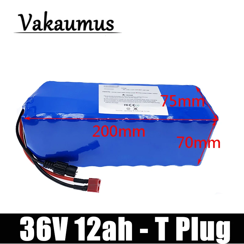 Vakaumus 36V 12Ah Lithium Battery 18650 Pack For 500W 450W 350w 250W 200W 150W 37 V 42V Ebike Electric Car Bicycle Motor Scooter |