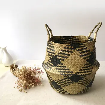 

Storage Baskets Laundry Seagrass Baskets Wicker Hanging Flower Pot Basket Storage Flower Home Pot panier osier basket for toys