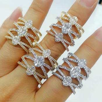 

GODKI Luxury Corssover Chic Bold Statement Rings with Zirconia Stones 2020 Women Engagement Party Jewelry High Quality