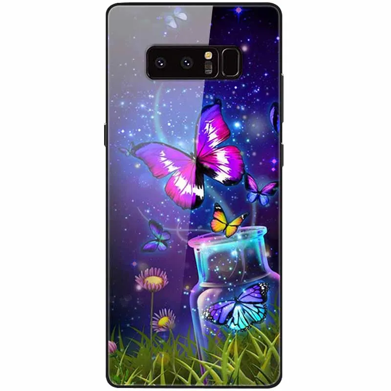 cute phone cases for samsung  Tempered Glass Cover For Samsung Note 8 Case Note9 Hard Protective Funda For Samsung Galaxy Note 10 Plus 9 Cases Luxury Bumper kawaii phone case samsung Cases For Samsung