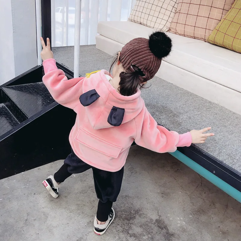 

Baby Girls Thick Gold Mink Velvet Suit Autumn And Winter 0-2-Year-Old Children Hooded plus Velvet Hoodie 5 Small CHILDREN'S Girl