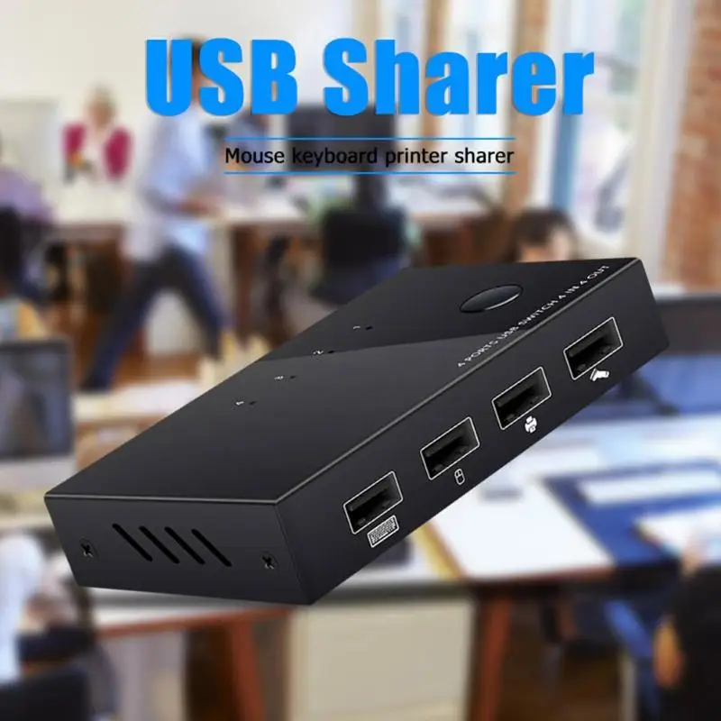 4 USB 2,0 KVM переключатель коробка подключи и играй для ПК обмена клавиатурой мышь жесткая дисковая карта ридер принтер сплиттер 101x65x20 мм
