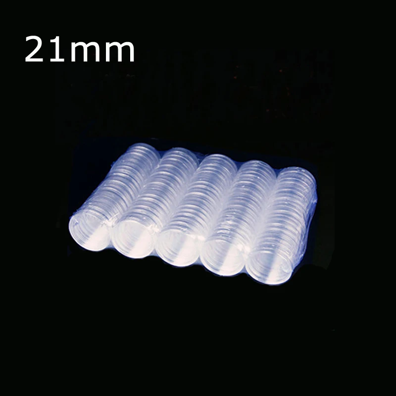 

100 Pieces 21mm Clear Plastic Protector Capsules Containers case For Token Board Game Coin Collection Holder Boxes