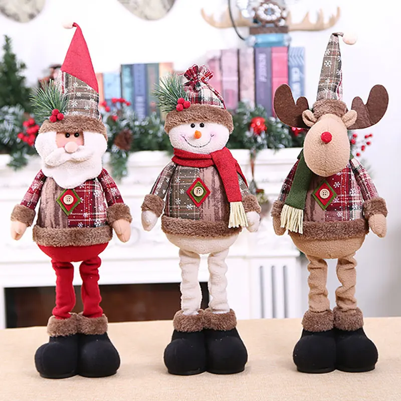 

Snowman Santa Claus Christmas Doll Christmas Decorations For Home Tree Decorations 2020 New Year Elk Retractable Toys Xmas Gift