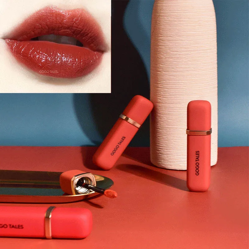 Gogo tales lip makeup brown red lip gloss long lasting waterproof soft Ultrathin pigment velvet matte liquid lipstick BN216