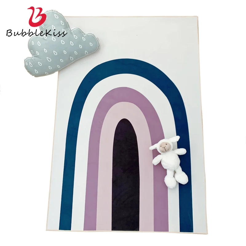 

Мягкий ковер в скандинавском стиле Bubble Kiss для гостиной, домашнего декора детской комнаты, Нескользящие коврики, напольный коврик с цветной полосой и рисунком