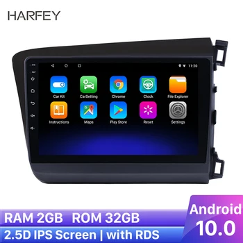 

Harfey 9 Inch Android 10.0 Quad-core Car Radio GPS Navigation Unit Player for 2012 HONDA CIVIC Right Hand Drive Support DVR OBD