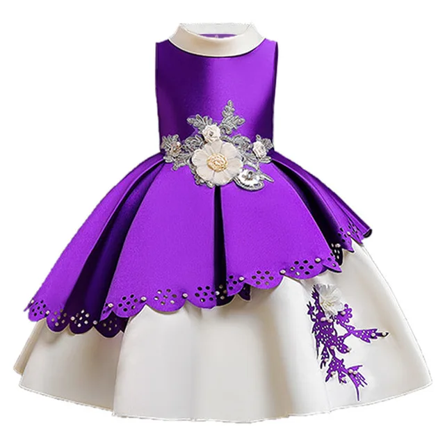 Карнавальные костюмы платья для девочек;нарядное платье для девочки;,платье принцессы для девочек;новогодний костюм для девочки;подружка невесты свадебное праздничное платье для девочки;детские платья,3,4,6,8,9,10 лет - Цвет: Purple