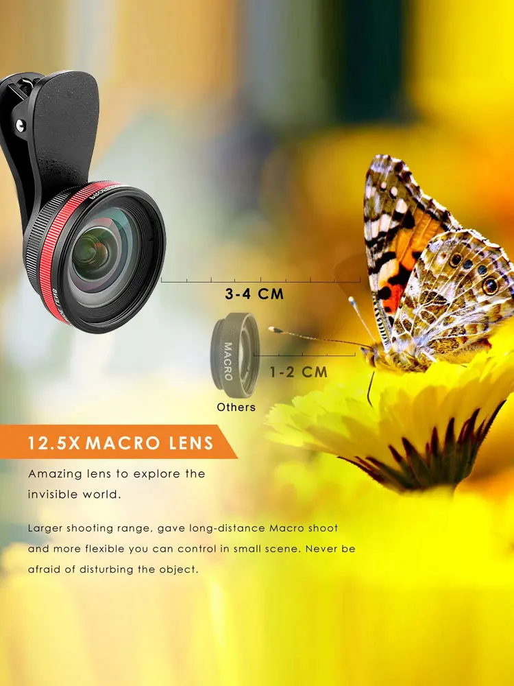 

Professional HD Camera Lens 0.6X Wide Angle Mobile Phone Lens for All Phone