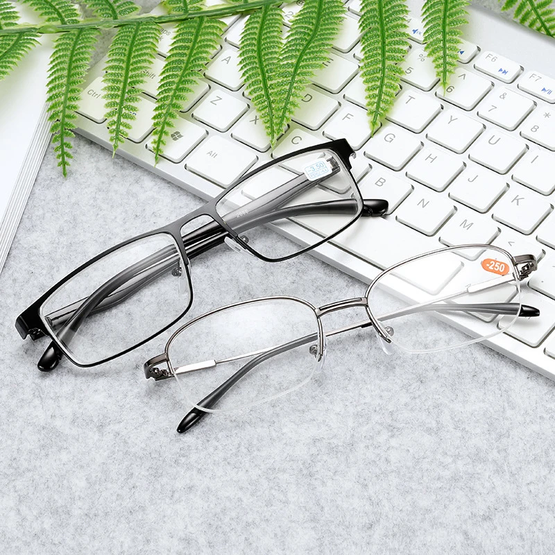 Imwete Men Women Clear High Diopter Myopic Glasses Metal Frame Nearsighted Glasses Short-sight Glasses-1.0-1.5-2.0-2.5