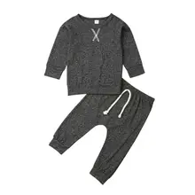 Одежда для новорожденных мальчиков и девочек, футболка, топ+ штаны, Осенние комплекты одежды для детей 0-24 месяцев