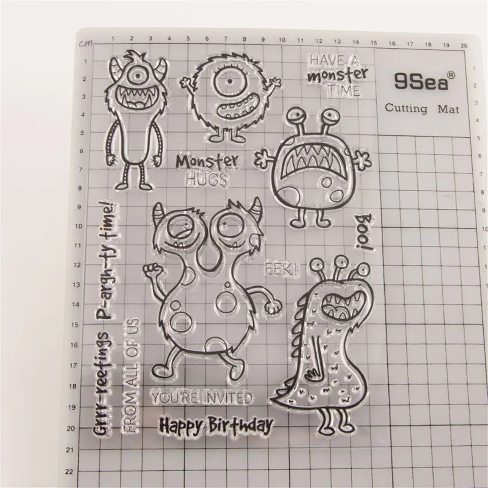 Have a Monsfer Time Craft Transparent Silicone Stamp for Scrapbooking DIY Photo album Decorative Clear Stamp and Cutting Die