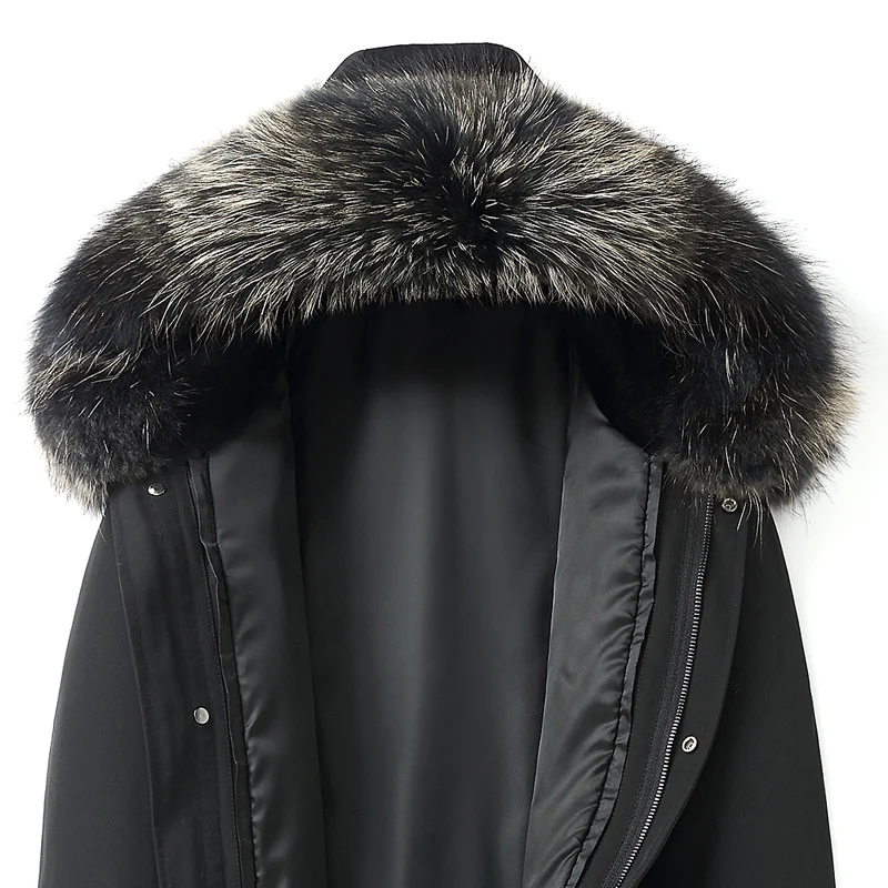 AYUNSUE/зимняя парка, пальто из натурального меха, мужская длинная куртка, подкладка из натурального кроличьего меха, меховой воротник, Abrigos Hombre Invierno 19006