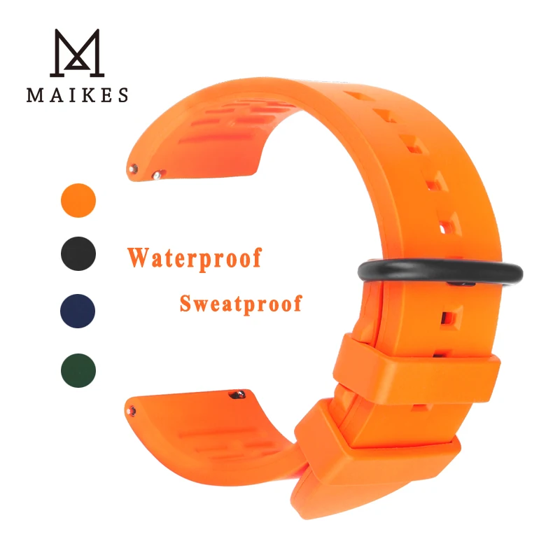 

MAIKES Quick Release Rubber Watchband 21mm 22mm 24mm Men Green Sports Silicone Replacement Watch Strap For Samsung Galaxy