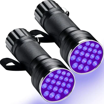 

21 LEDs Mini UV Black Light Flashlight - 395Nm Detector For Dog Pet Urine Stains Bed Bugs and Scorpions, 2 Pack