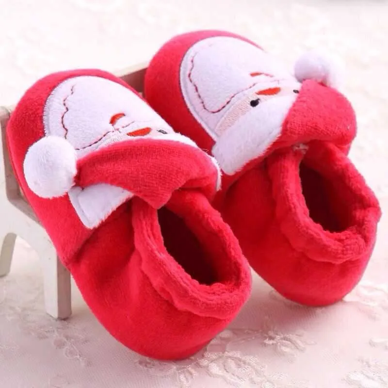 Winter Warm Baby Slippers Boys Girls Cotton Cute Shoes Santa Soft Bottom Low Tube Floor Shoes Christmas Gifts for Baby