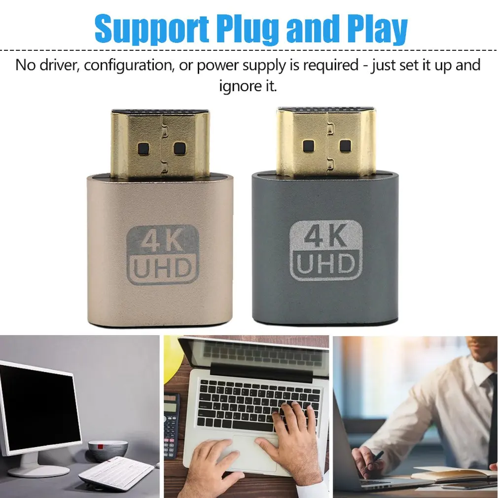 VGA HDMI Dummy Plug Virtual Display Emulator Adapter DDC Edid Support 1920x1080P For Video Card BTC Mining Miner