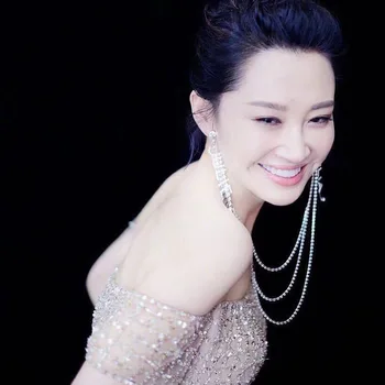 

fringes exaggeration full letter Chain Earrings Necklace women's net red hanging neck conjoined ear chain