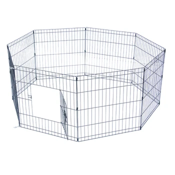

Pet Dog House Cage Black 24" Tall Wire Fence Heavy Duty Metal Hammigrid 8 Panel Folding Exercise Yard