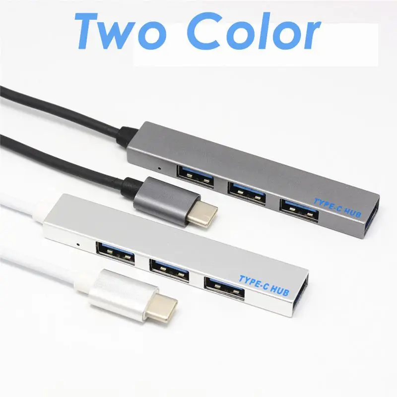Адаптер usb хаб Type C 4 в 1 с портами USB 3 для Mac book Pro серого цвета комплекте адаптером