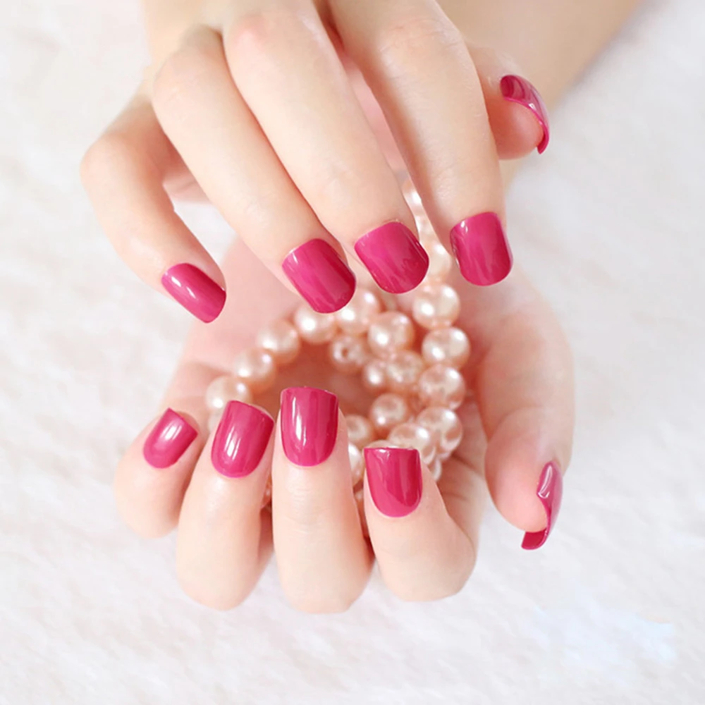 

24pcs Multicolor glossy red false nails short round false nails short round nails full coverage DIY manicure materials