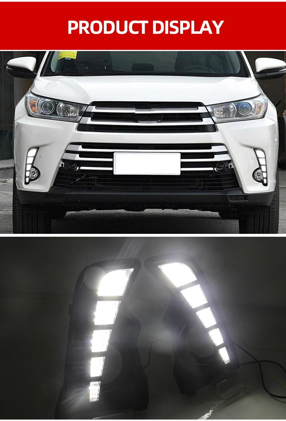 Автомобильный мигающий 2 шт. светодиодный светильник дневного света для Toyota Highlander автомобильные аксессуары водонепроницаемый DRL противотуманный фонарь украшение