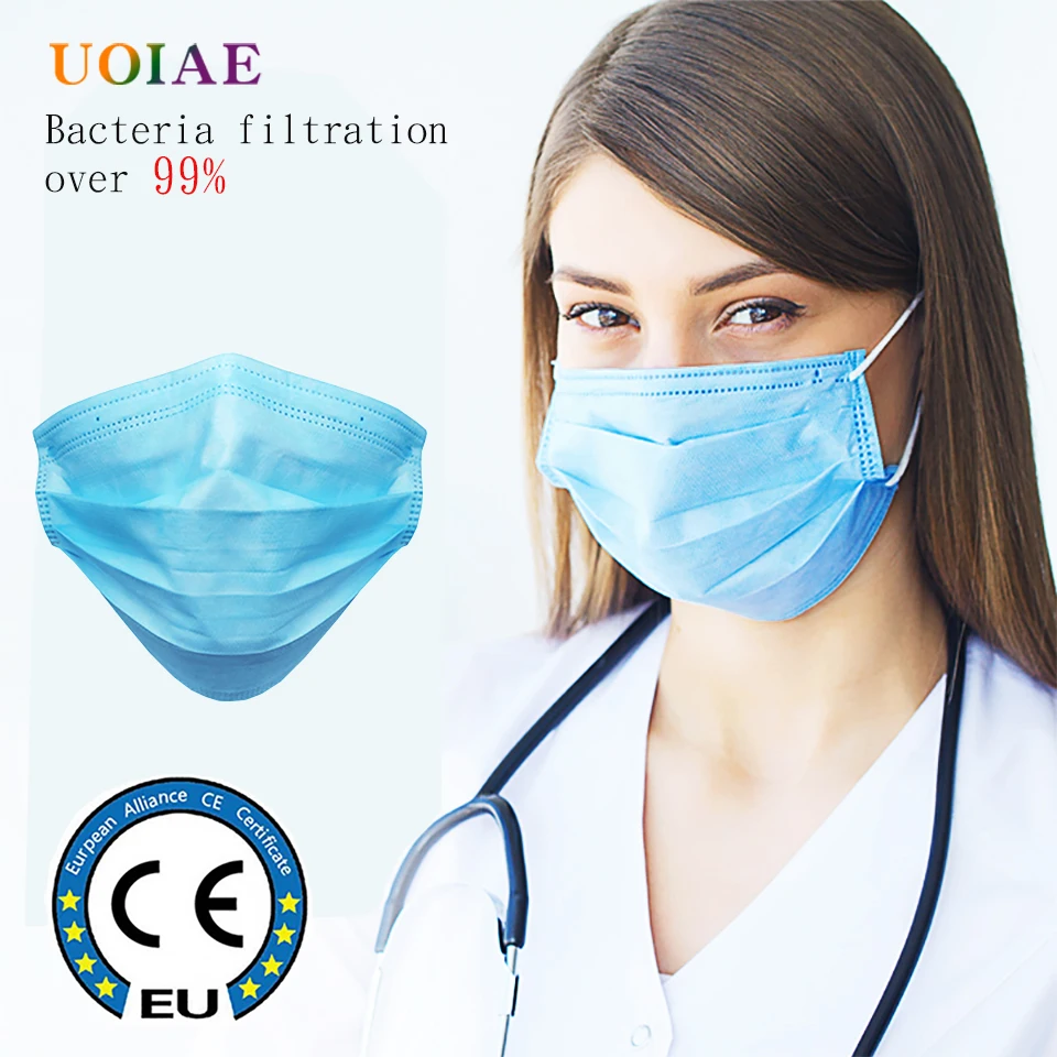 

3-layer mask Bacterial filtration rate high Face Mouth Masks Disposable Anti-Dust Meltblown cloth Masks Earloops Masks