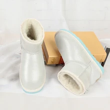 UVWP/Новинка; австралийская Классическая Нескользящая теплая зимняя обувь на плоской подошве; ботильоны; женские зимние ботинки из натуральной овечьей шерсти на резиновой подошве