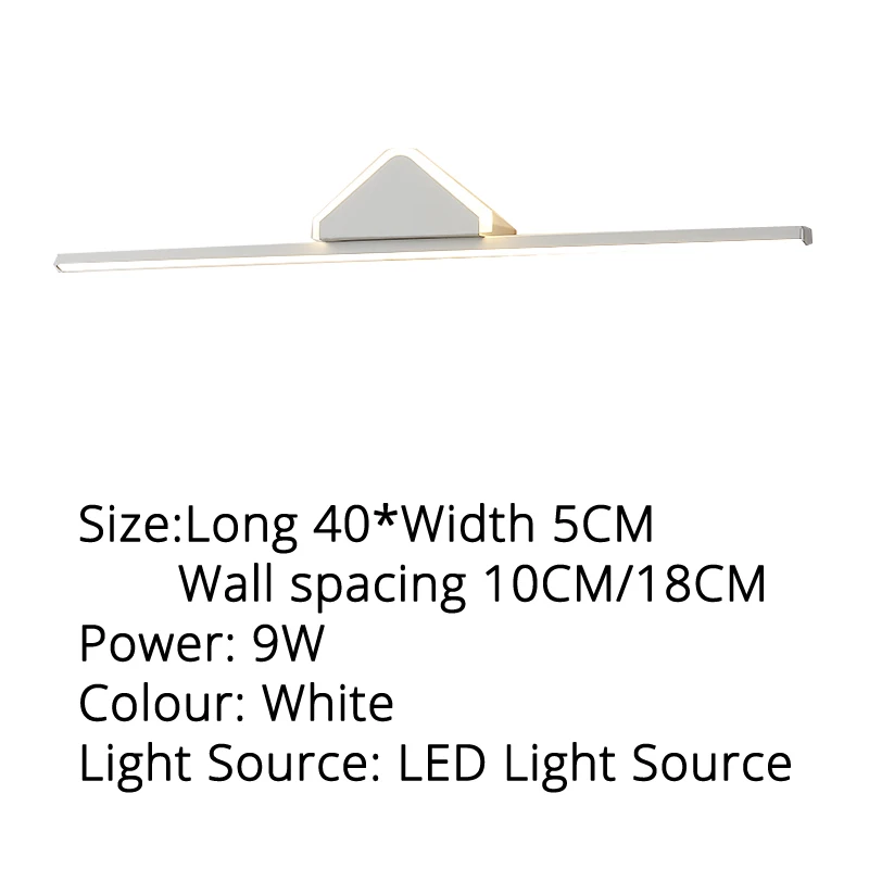 L40xW5cm 9W Простые современные лестничный пролет сплошная деревянная стена лампа спальня прикроватный свет светодиодный Зеркало для ванной передний свет - Цвет абажура: L40xW5cm 9W