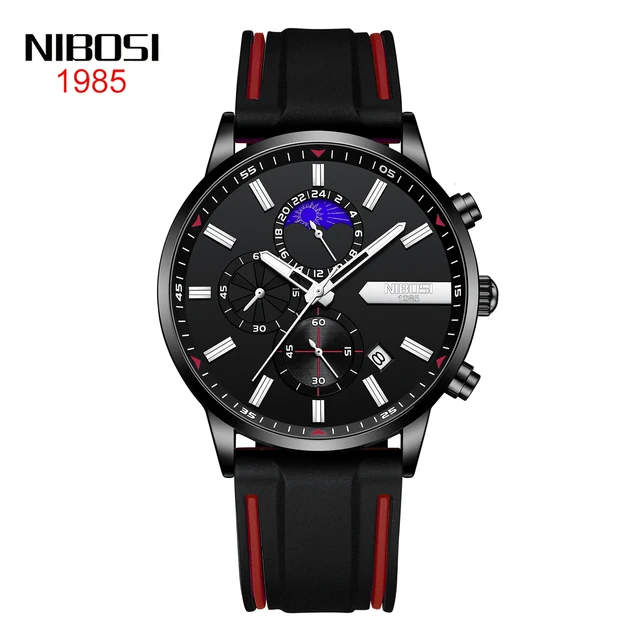2021 New NIBOSI Brand Fashion Watch For Men Quartz Sports Stainless Steel Waterproof Chronograph Mens Watches Relogio Masculino O