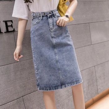 

Womens Skirt Vintage Clothes Denim Long Skirts Blue Harajuku Summer High Waist Streetwear 2020 The New Flowy Fashion Spring