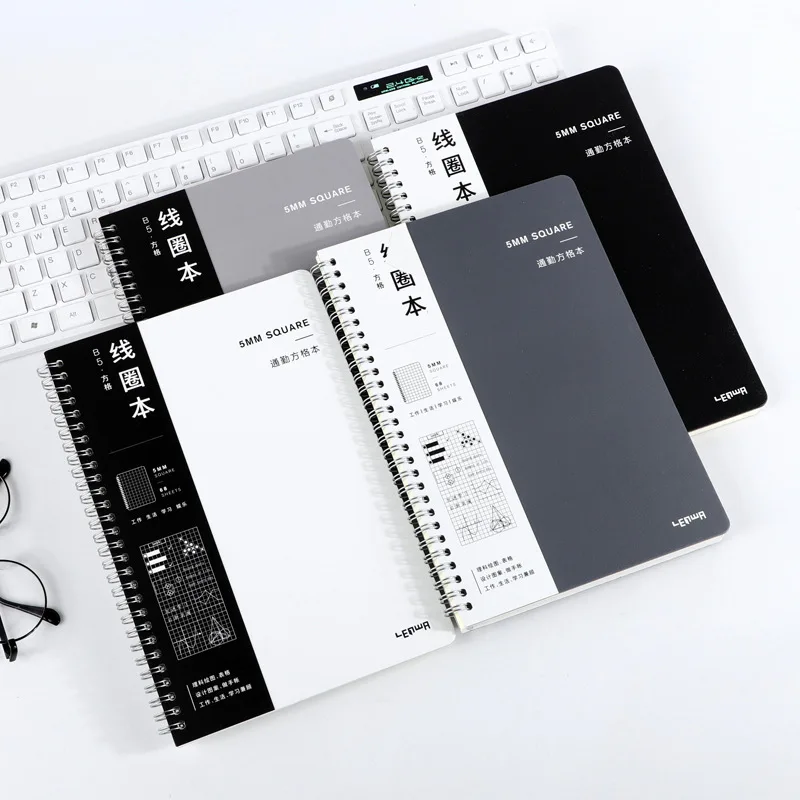 

Fortune Stationery LEnWA Simple Grid Coil Notebook Thick Laptop Creative Hand Account Grid Noteboy Notepad