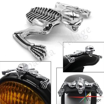 

Chrome Skull Headlight Visor Skeleton Mudguard Cafe Racer Fender Trim Housing Helmet Casco Decorative Figure Ukrasheniye