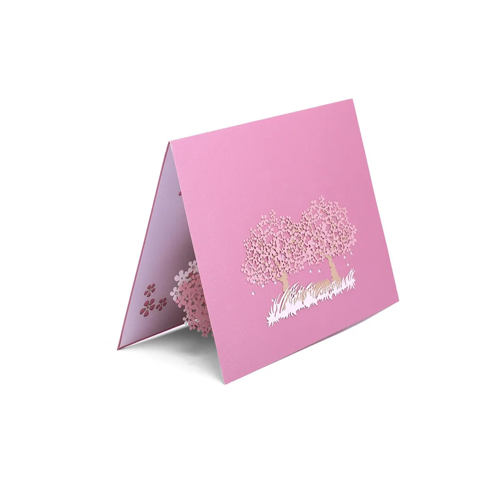  10pcs 20x15cm 3d laser cut pop up sakura tree japanese wedding invitation cards with envelopes wedd - 33058555287