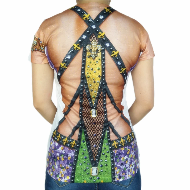 Sexy New Orleans Carnival Mardi Gras T Shirts for Women Hot Girls Short Sleeve Mardi Gras Theme Party T Shirt Plus Size