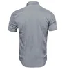 Gray Elastic Bamboo Fiber Shirt Men Brand Summer Short Sleeve Mens Dress Shirts Non Iron Easy Care Business Work Chemise Homme 2