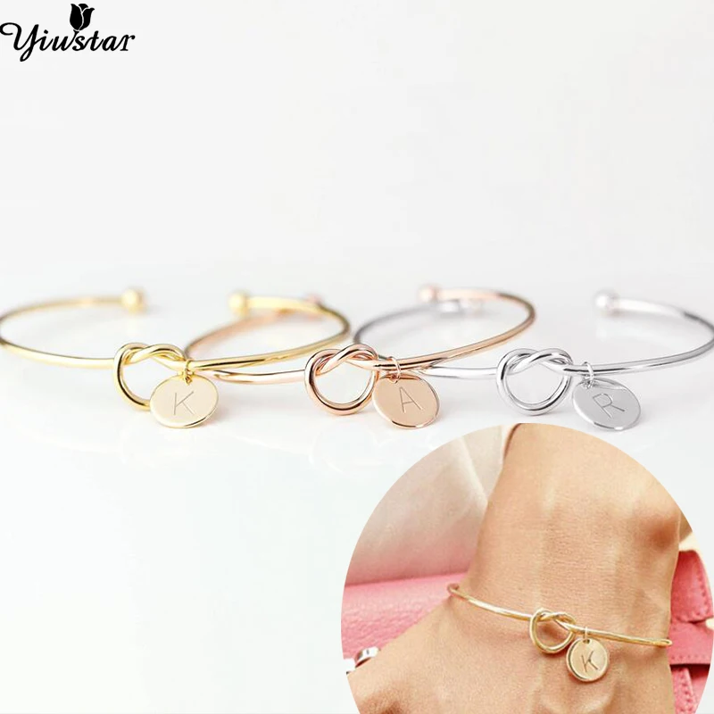 Yiustar маленькая Начальная буква браслеты медные A Z Алфавит Pulseiras повседневные