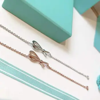 

Sterling Silver 925 Bracelet New bow tie inlaid zircon popular accessories Women The classical charm jewelry Logo Exquisite gift