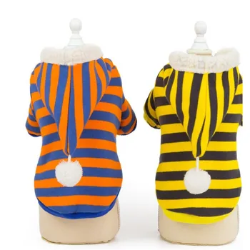 

Fashionable pet small dog schnauzer than teddy bear puppy coat autumn/winter clothing striped two-legged warm cotton-padded clot