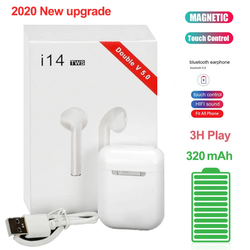 

2020 Original i14 TWS Bluetooth 5.0 Earphone Wireless Earbuds Headphones Smart Touch Control Sport for iPhone 11 Samsung Xiaomi