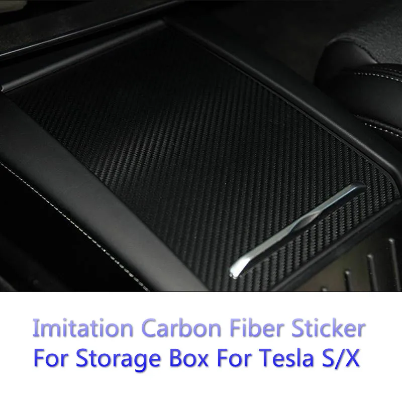 

BAFIRE 1 pc Imitation Carbon Fiber Stickers Car Center Console Armrest Box Decal Protection Film For Tesla Model S Model X