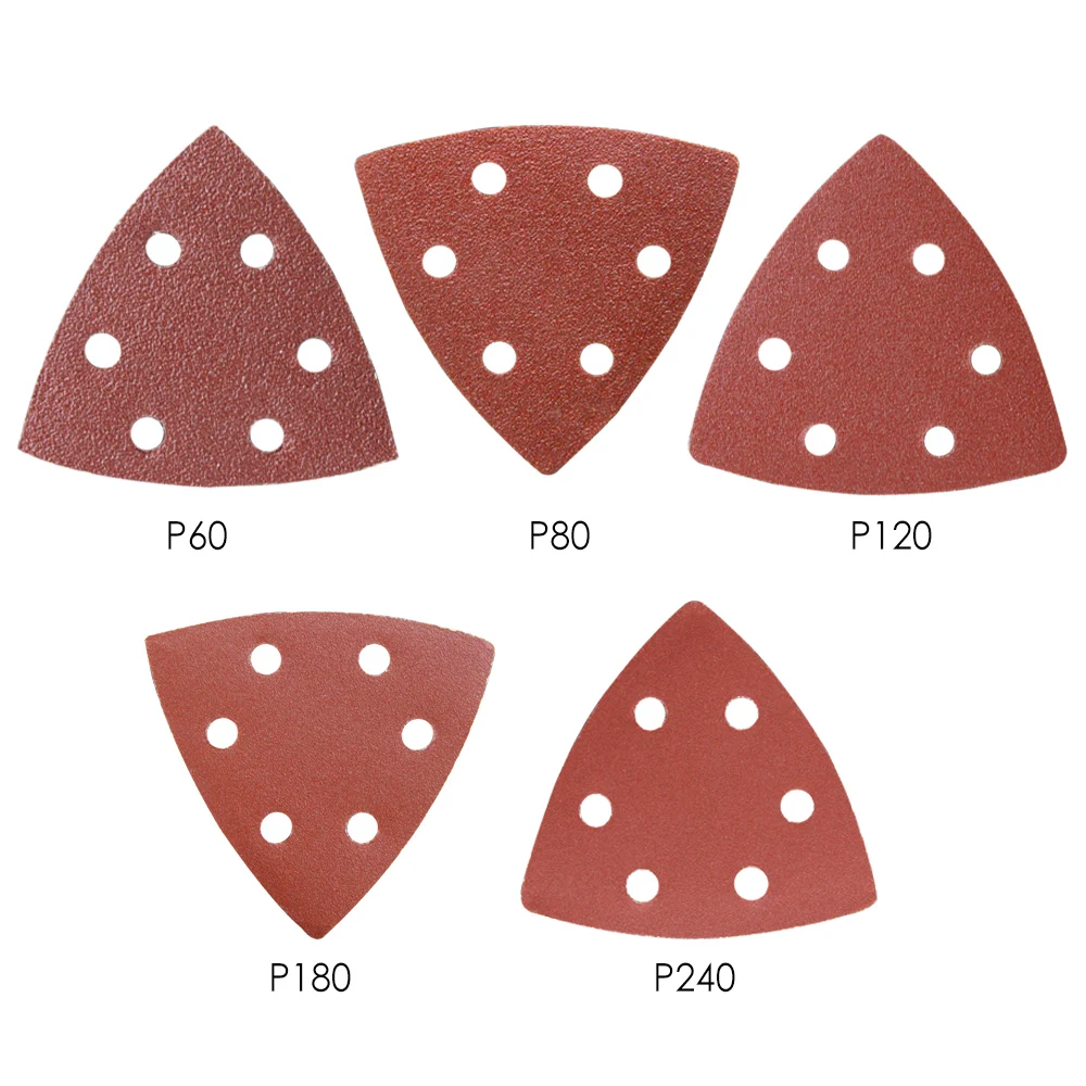 15 Pcs 90*90*mm 6 Hole Sanding Sheets Triangle Sandpaper Hook & Loop 60 -240 Grits Abrasive Sanding Disc For Wood Sanding images - 6