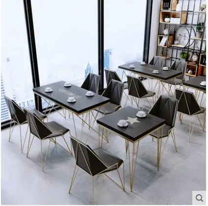 Solid wood milk tea dessert shop dining table and chair modern simple restaurant cafe Ins bar table and chair combination