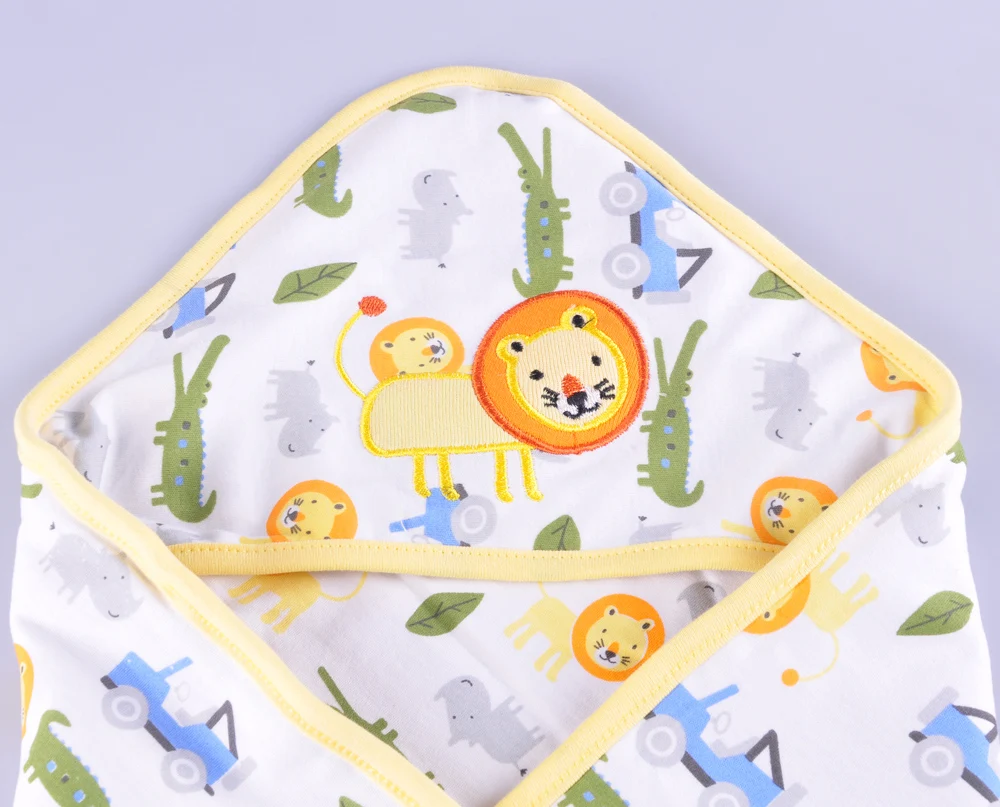 Новый 73 × 78 см спальный мешок для новорожденных пеленать одеяло Пелёнка милый мультфильм животных печати муслиновая пеленка + повязка на