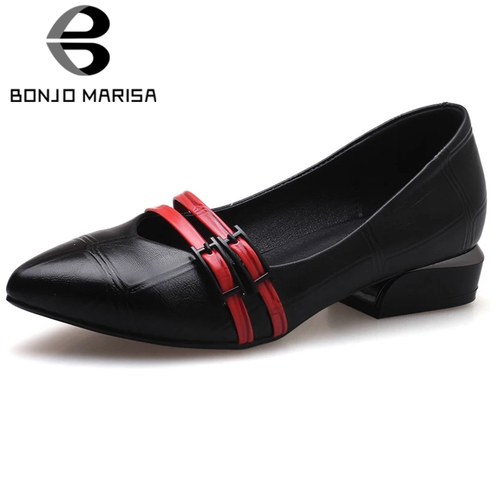 

BONJOMARISA New Lady Spring Office Casual Low Heels Pumps Fashion mixed-color Mary Janes Pumps Women Elegant Shallow Shoes Woman